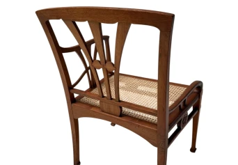 Art Nouveau Armchair with Wicker Seat by H.P. Mutters & Zoon, 1900s